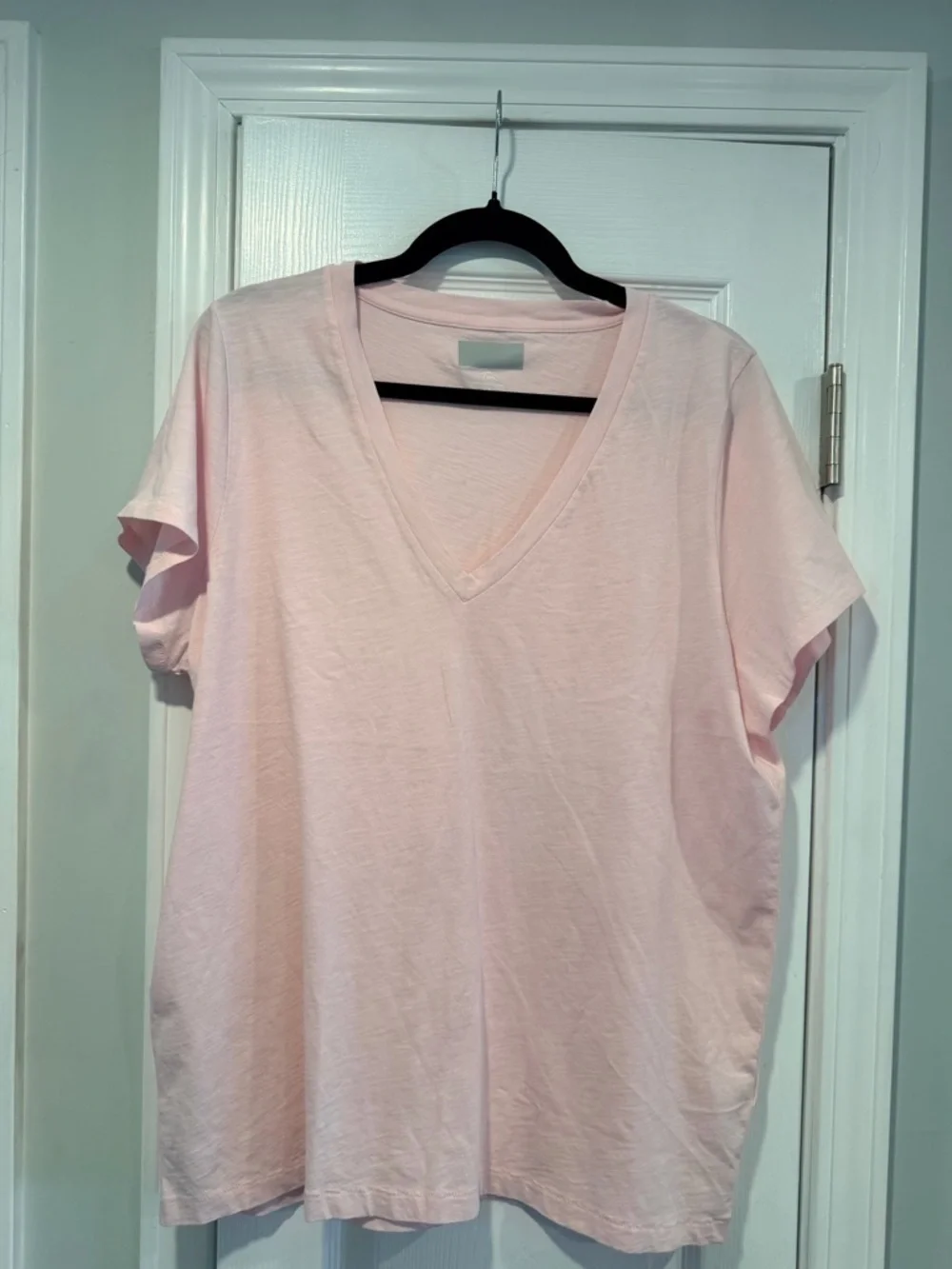 NWOT J. Crew Size 2X Pink Slub Cotton Tee Shirt Short Sleeve Lightweight V Neck
